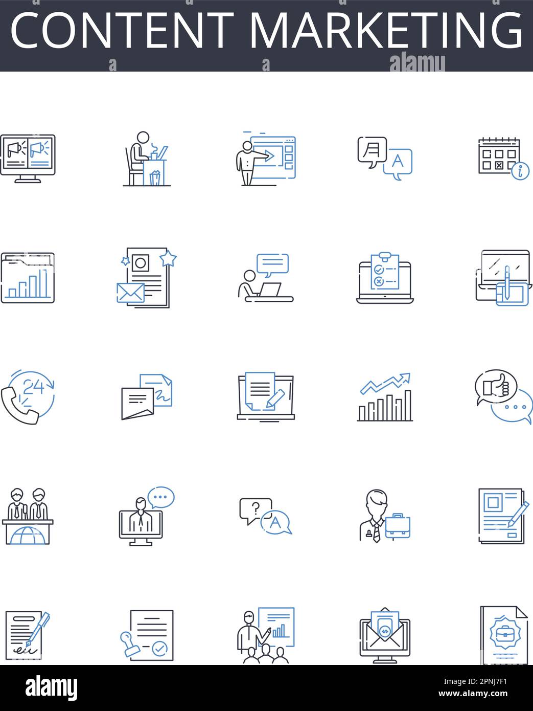Content Marketing Line Icons Collection Exploration Discovery Content Marketing Line Icons Collection Exploration Discovery