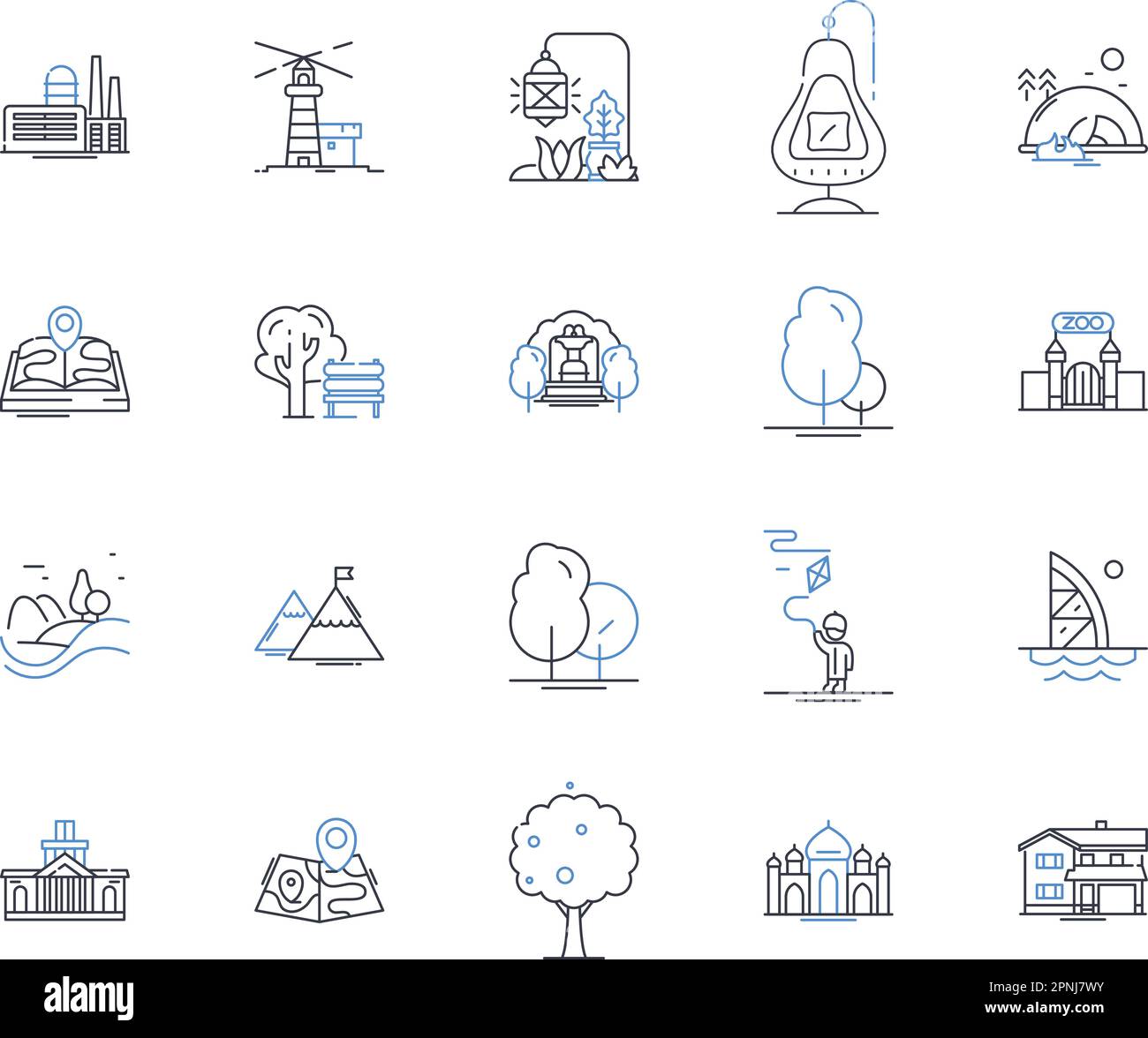 Travel and tourism line icons collection. Adventure, Beach, Culture ...