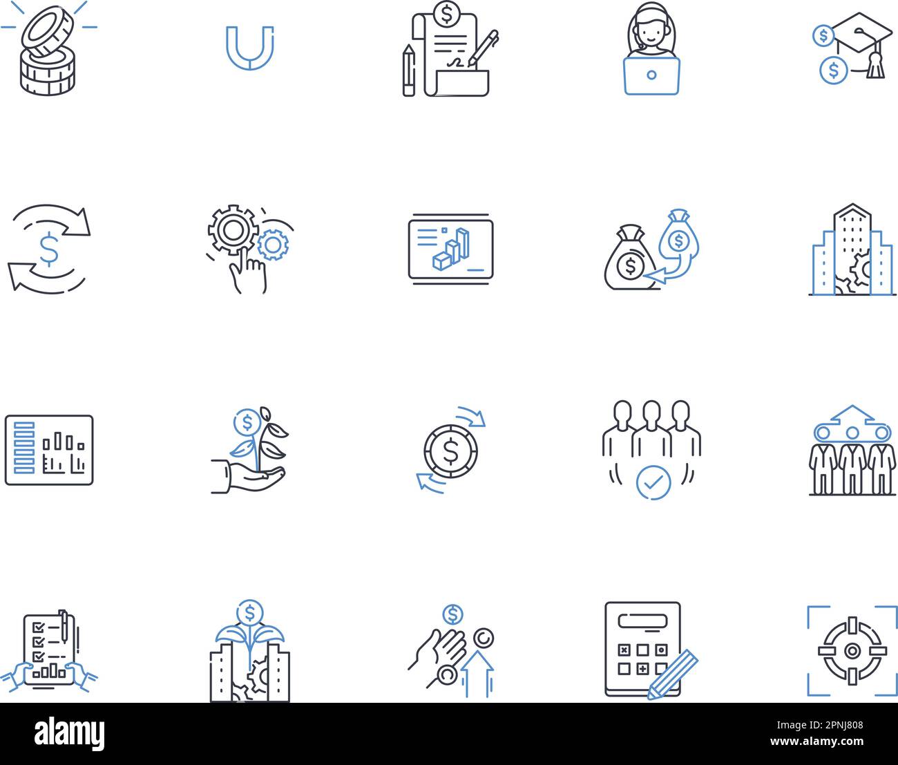 Markets line icons collection. Exchange, Currency, Stocks, Shares, Investment, Bonds