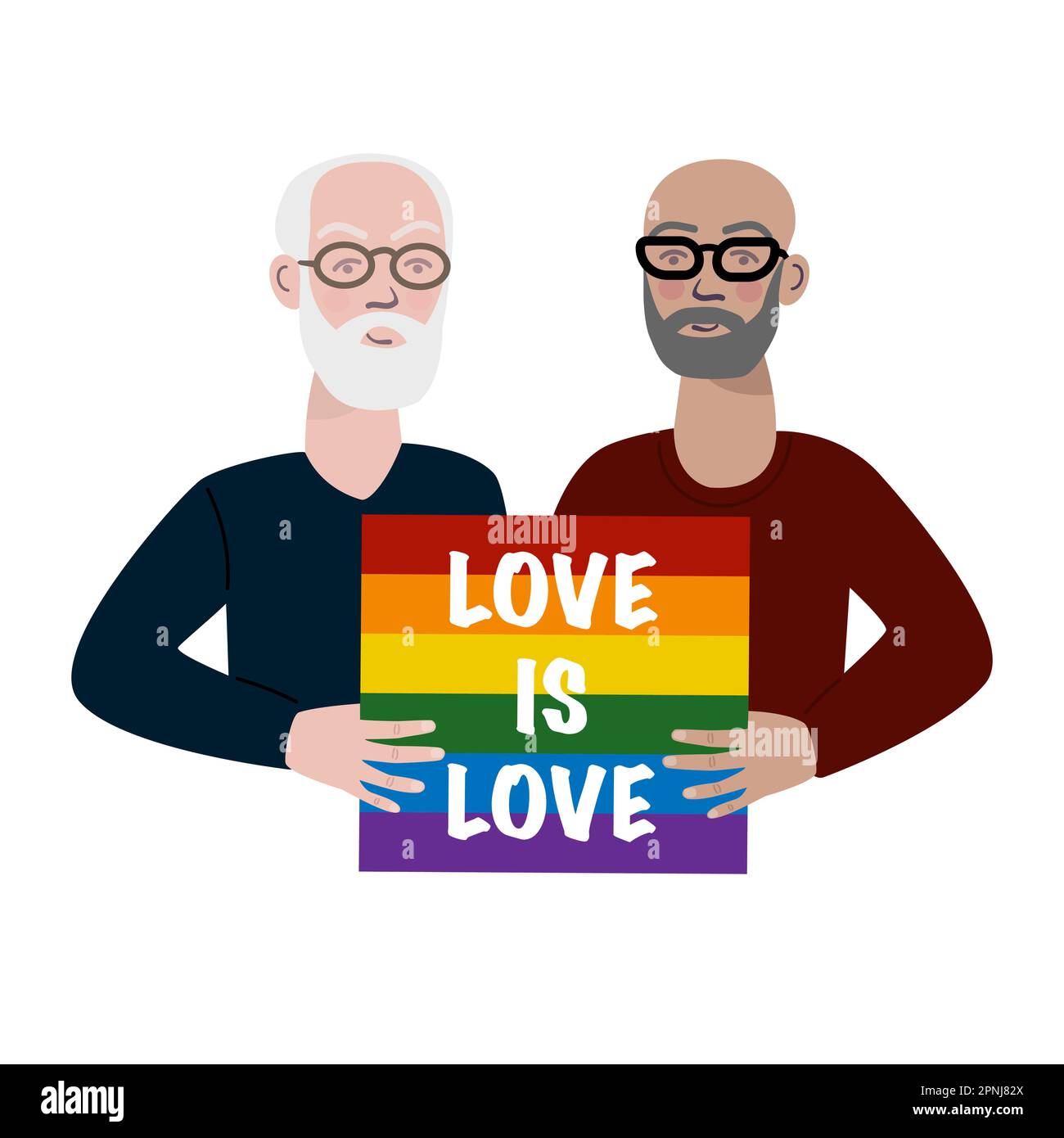 Senior gay couple holding rainbow placard Stock Vector Image & Art - Alamy