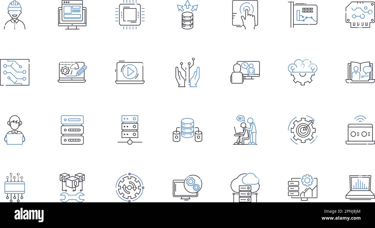Online hub line icons collection. Community, Collaboration, Nerking ...