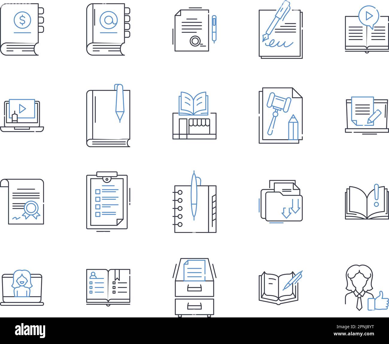 remote teaching line icons collection. Virtual, Online, Distance, E-Learning, Digital, Synchronous, Asynchronous vector and linear illustration. Zoom Stock Vector