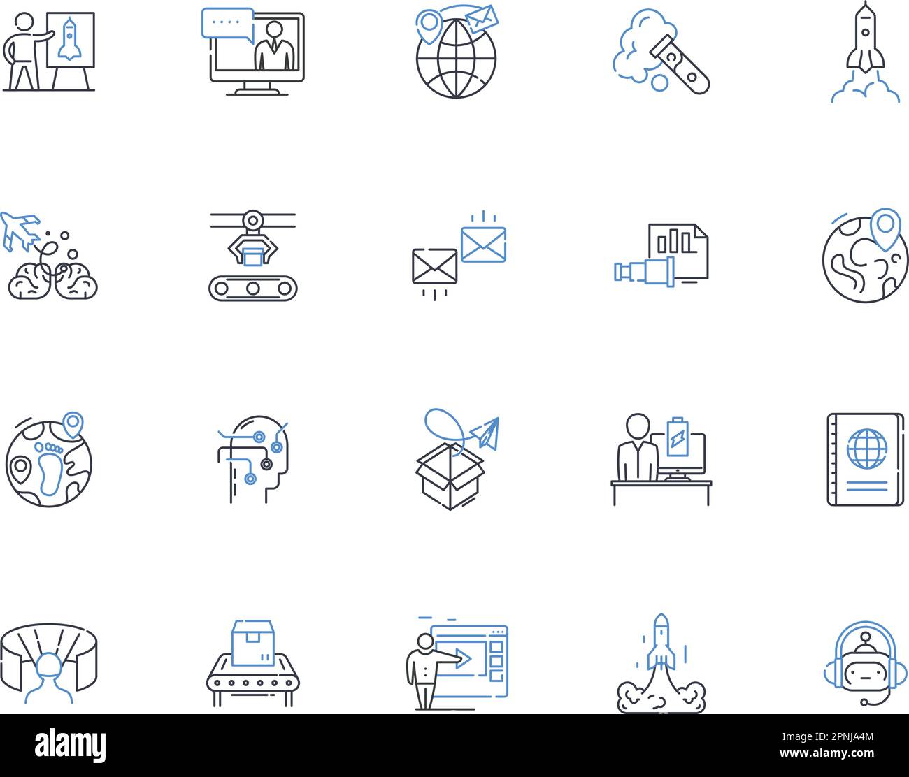 Modernizations line icons collection. Innovation, Upgrades, Revamping, Enhancements, Progression, Advancements, Renovations vector and linear Stock Vector