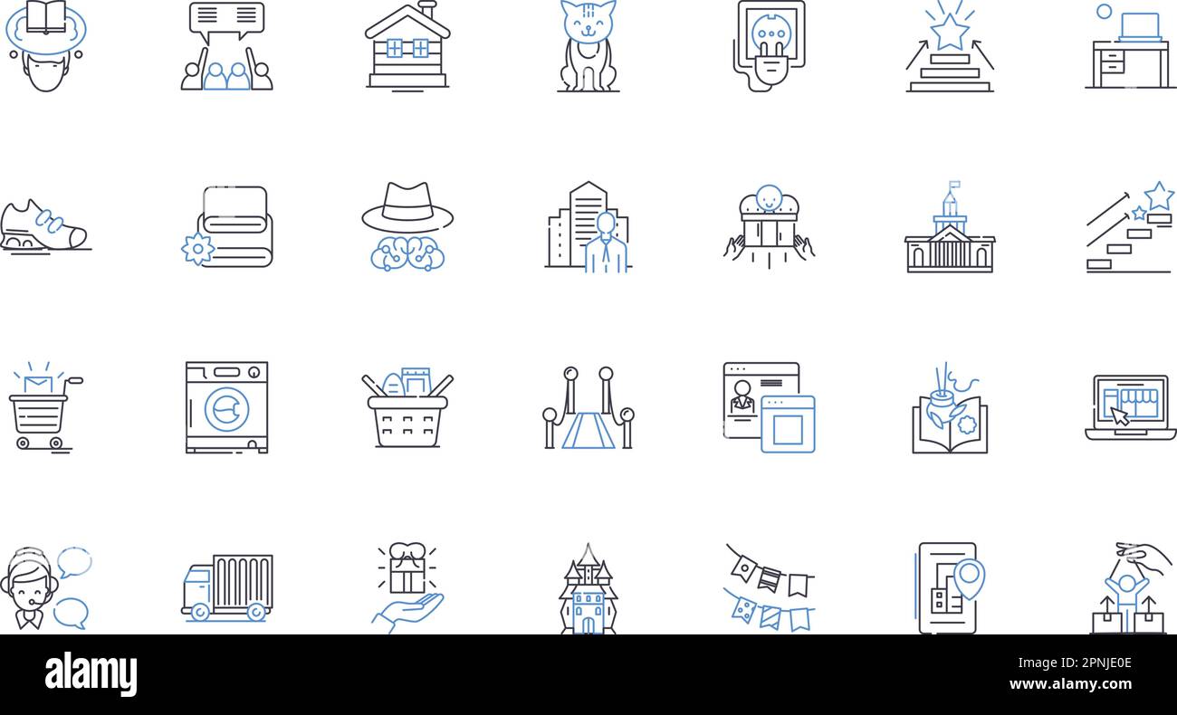 Gathering places line icons collection. Cafes, Bars, Restaurants, Parks ...