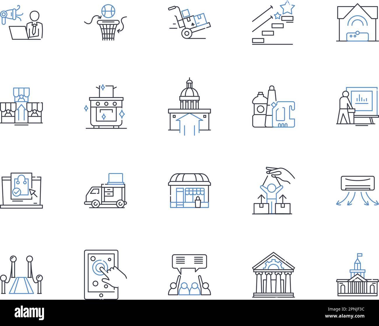 Settlement line icons collection. Negotiation, Compromise, Agreement, Resolution, Compensation, Reconciliation, Payout vector and linear illustration Stock Vector