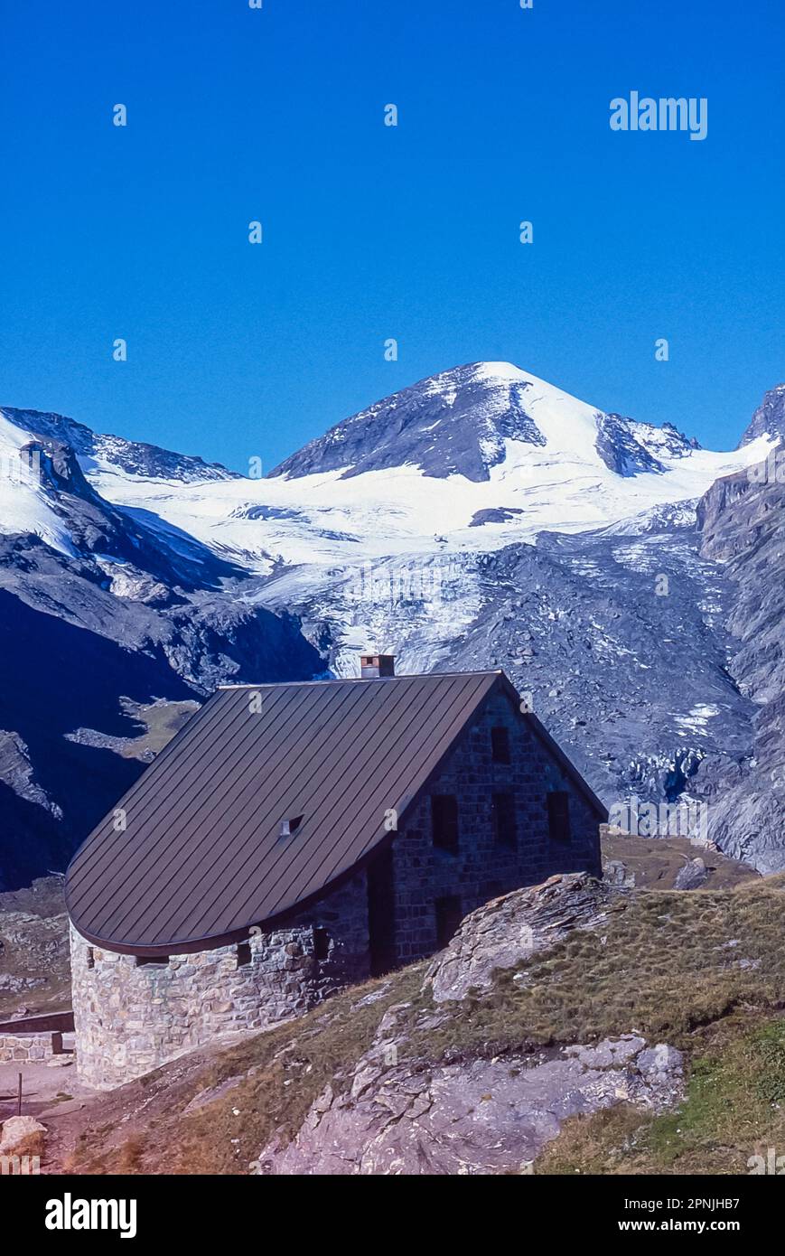 At the Swiss Alpine Club Cabane Chanrion located midway on the Chamonix to Zermatt Haute Route Stock Photo
