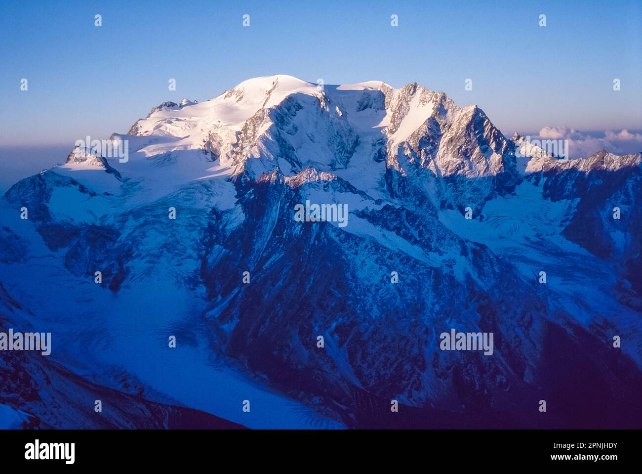 Mont Velan as seen from the Swiss Alpine Club hut Cabane Valsorey on the Chamonix to Zermatt Haute Route Stock Photo
