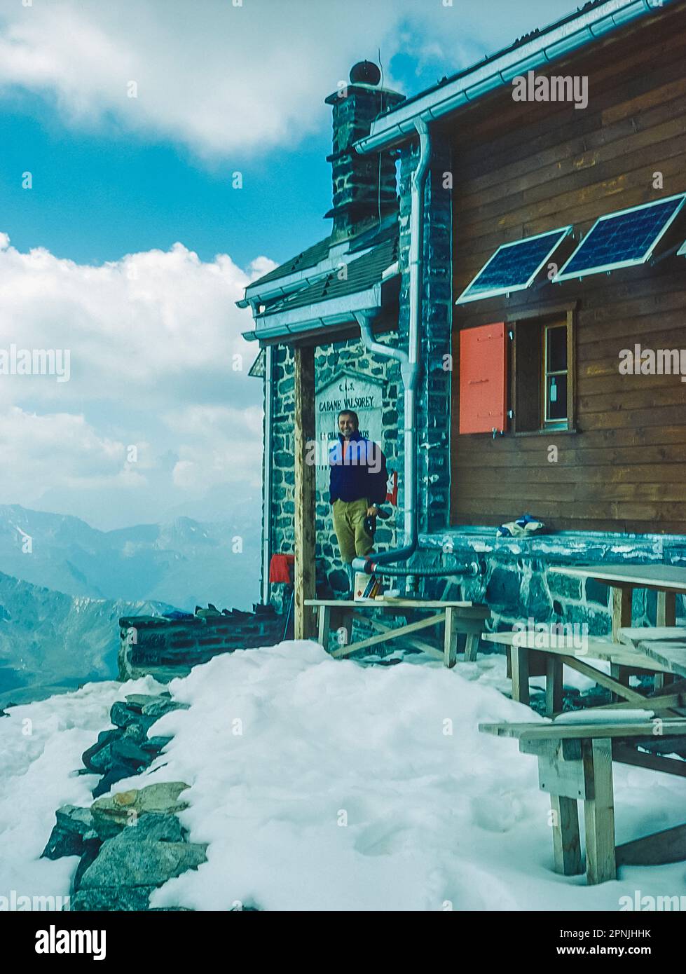 At the Swiss Alpine Club hut the Cabane Valsorey on the Chamonix to Zermatt Haute Route Stock Photo