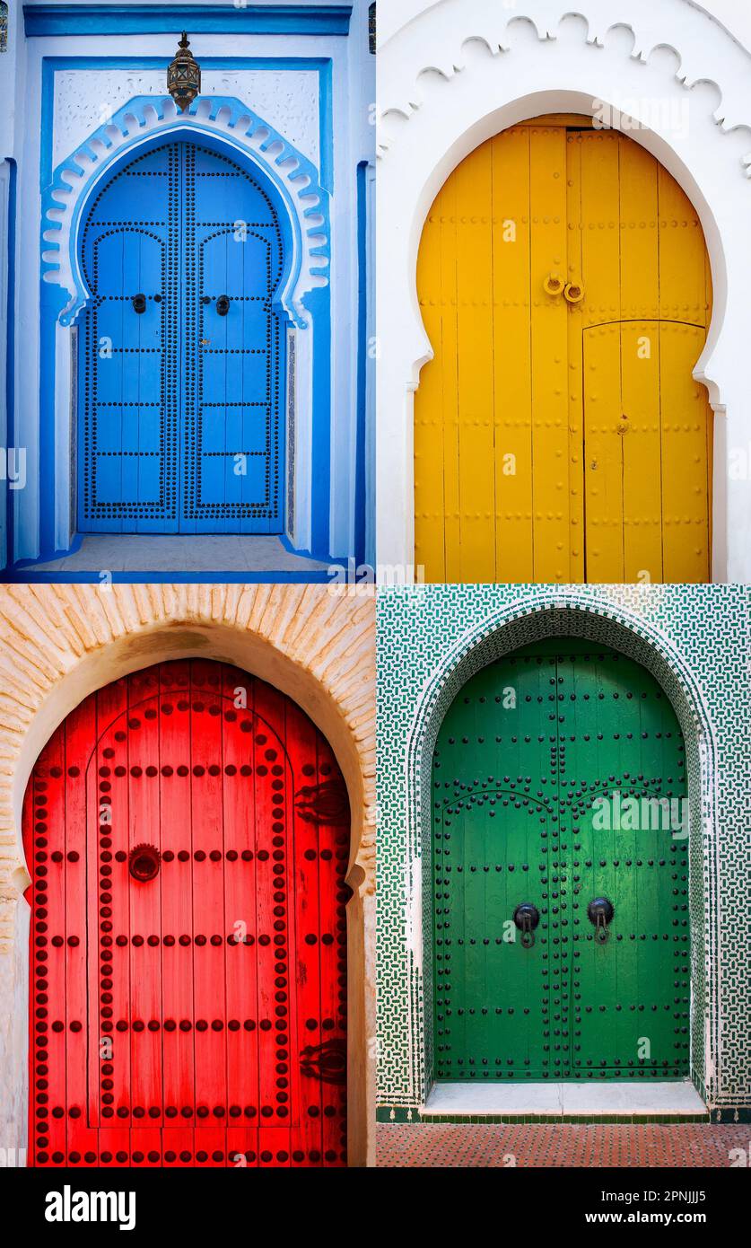 set of moroccan doors Stock Photo