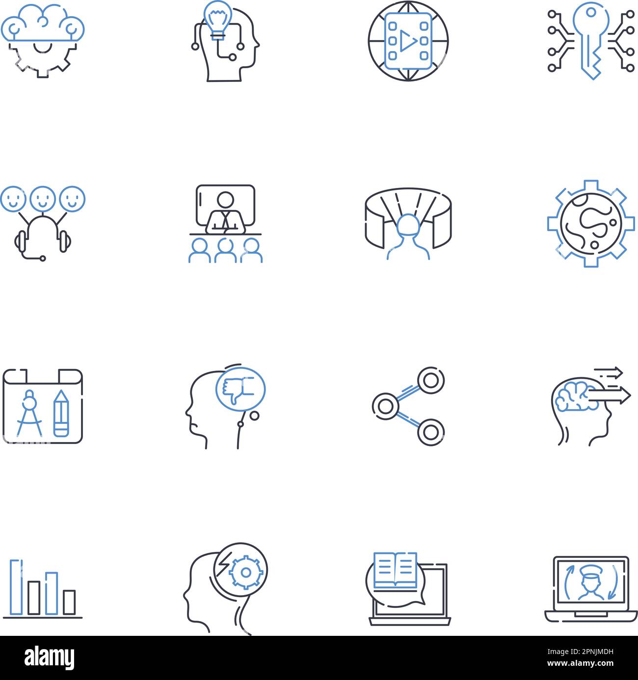 Market segmentation line icons collection. Demographics, Psychographics, Geographic, Behavioral, Targeting, Segments, Customer vector and linear Stock Vector
