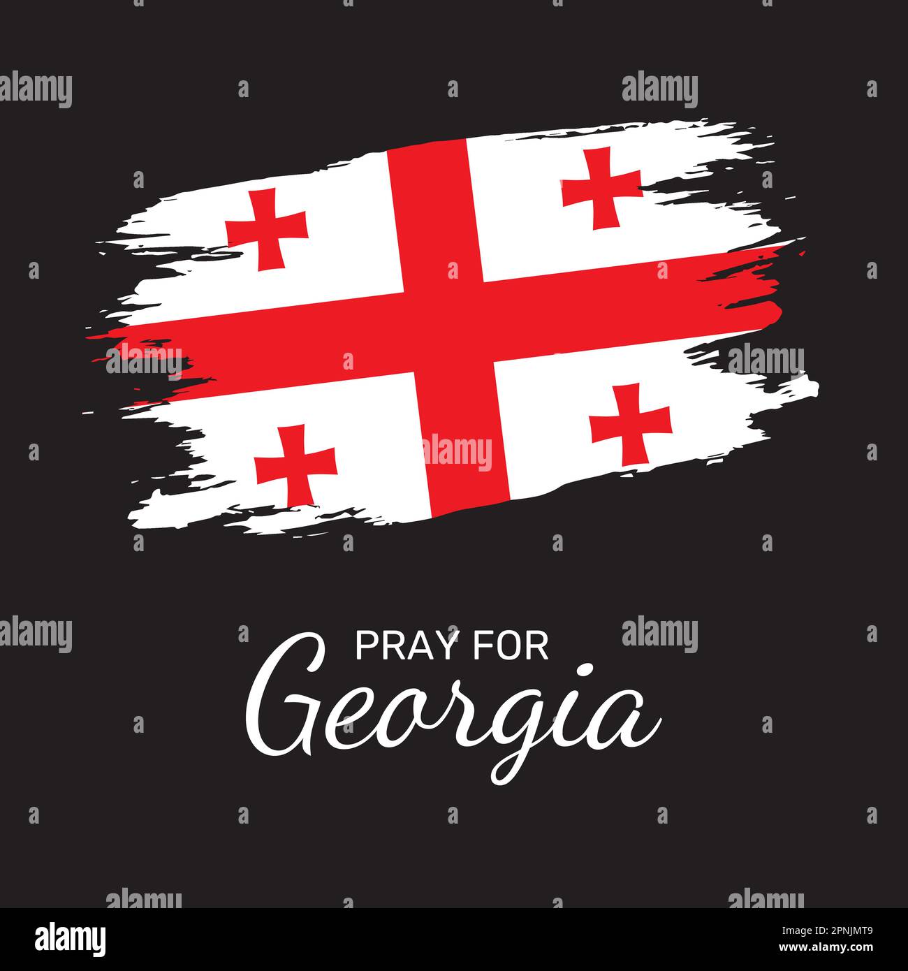 Georgian flag painted with a brush with the inscription Pray for Georgia Stock Vector