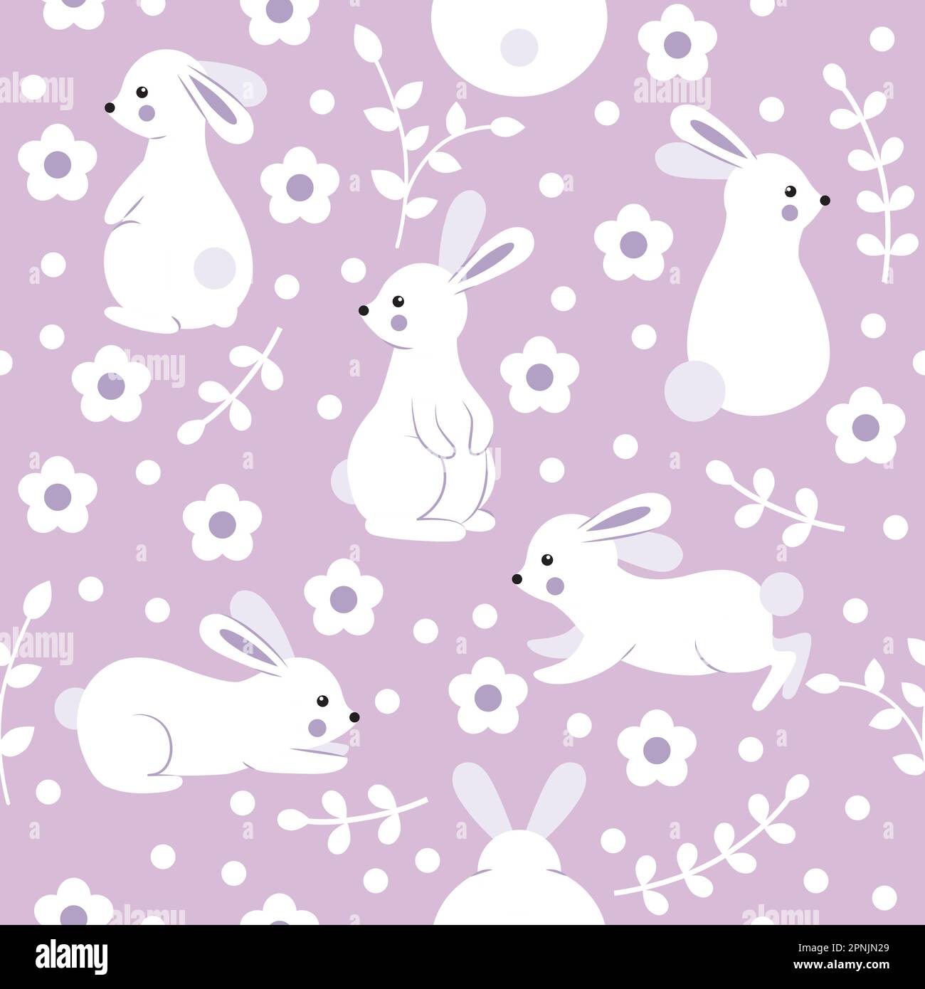 Simple Rabbit Background Pattern with cute rabbits on a lilac background Stock Vector Image ...