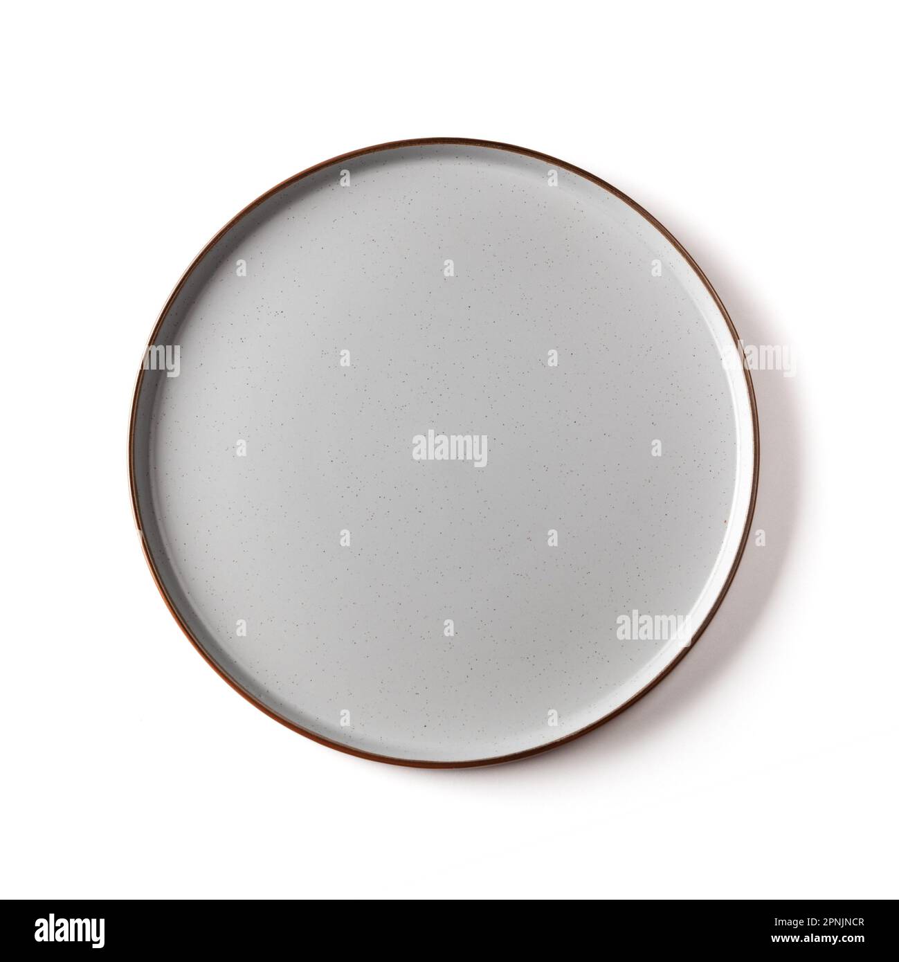 Isolated grey plate on a white background. Clipping path. Stock Photo