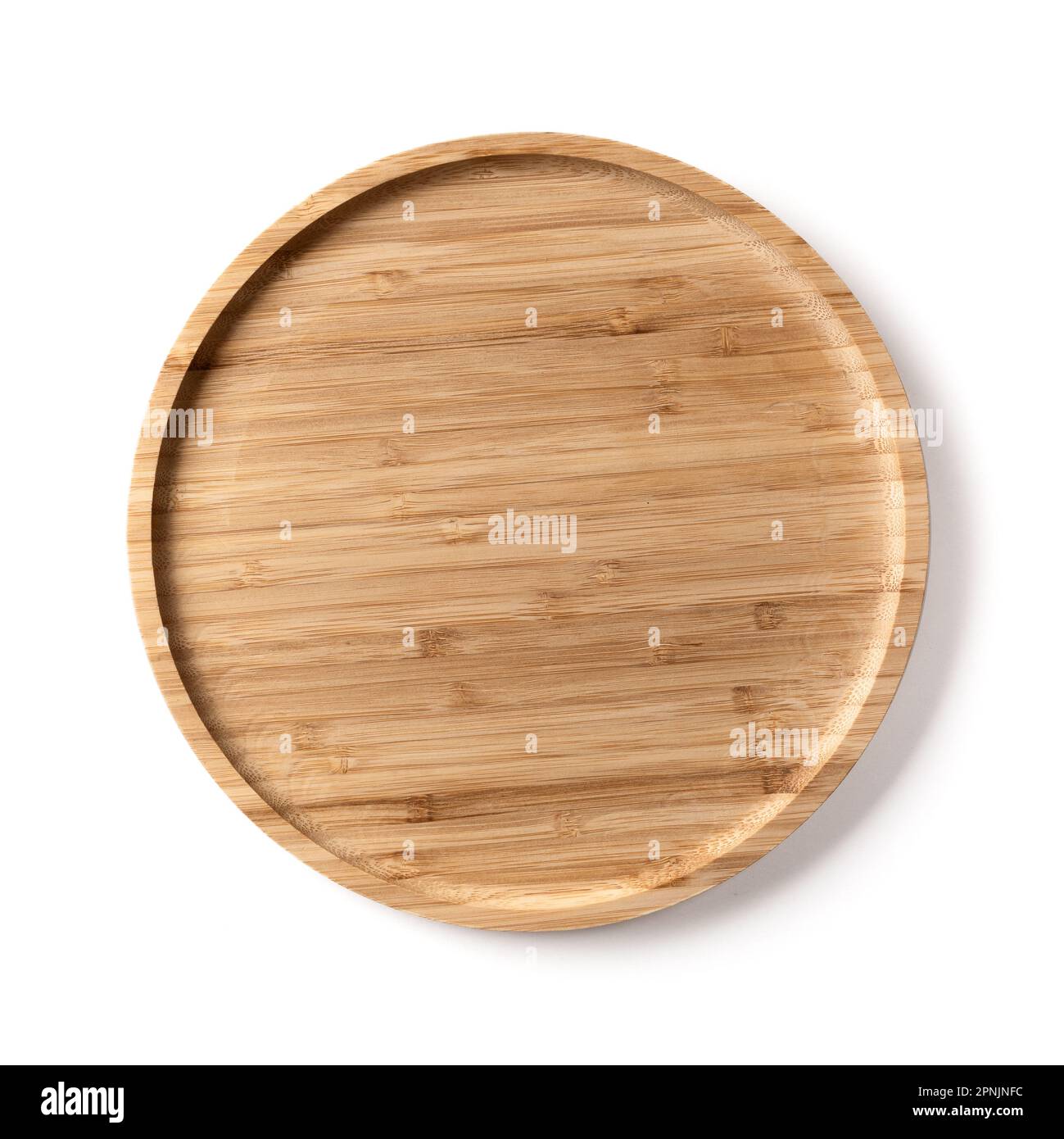 Wooden plate for food isolated on white background. Concept handcraft