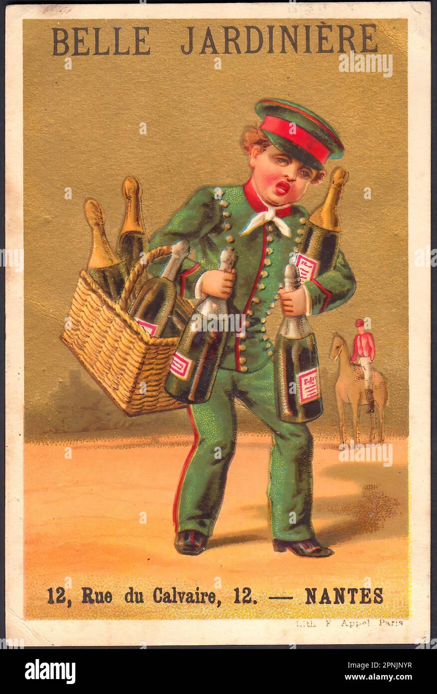 La Belle Jardiniere Vintage French Tradecard, Belle Epoque Era Stock