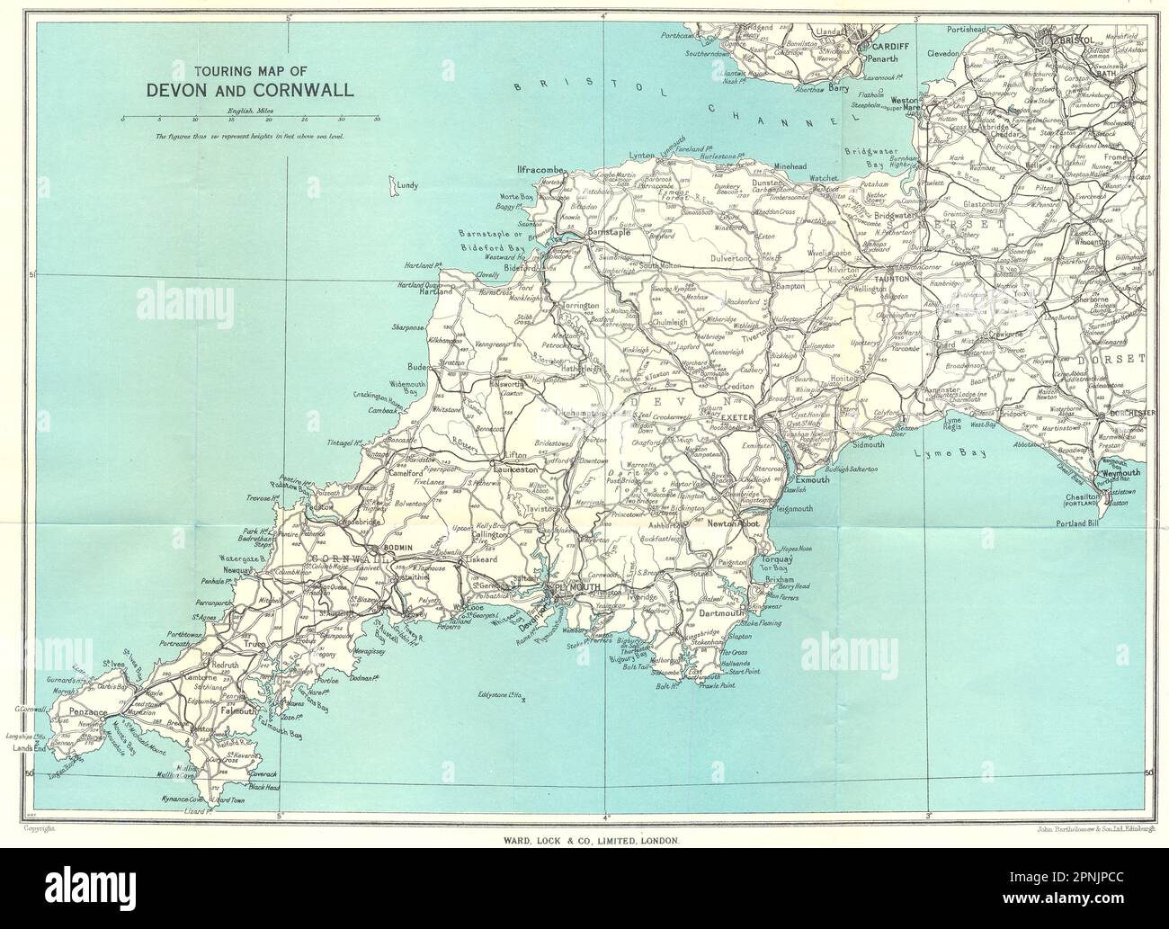 SOUTH-WEST ENGLAND. Devon and Cornwall touring map. WARD LOCK 1952 old ...