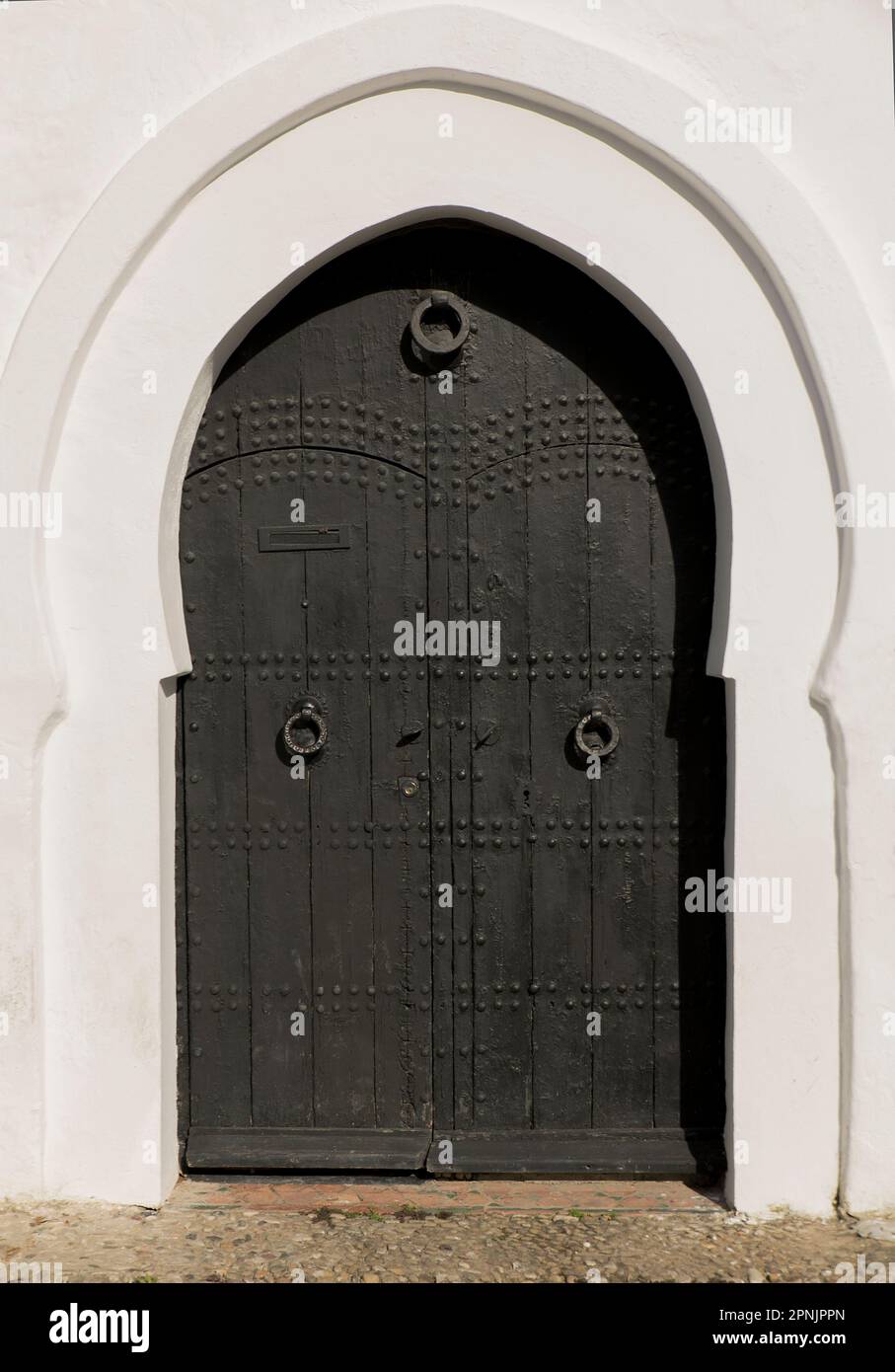 black door of Tanger, morocco Stock Photo