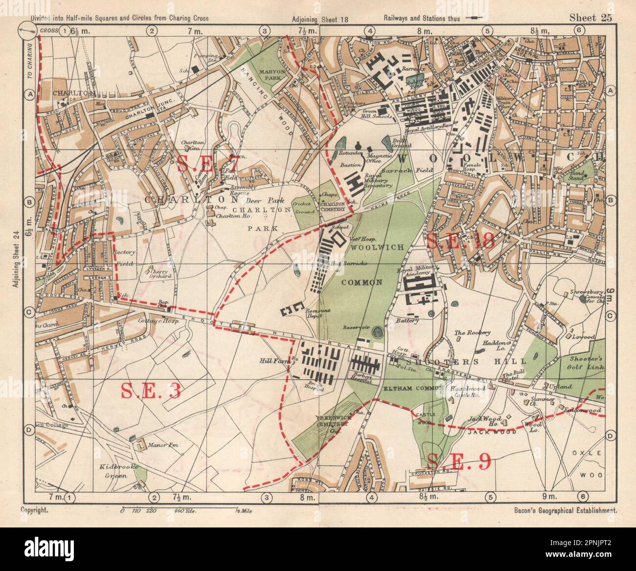 SE LONDON. Charlton Woolwich Shooters Hill Eltham Kidbrooke. BACON 1925