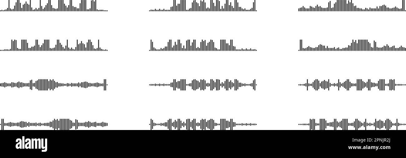 Audio wave set icon. Sound music equalizer collection. Line art vector ...