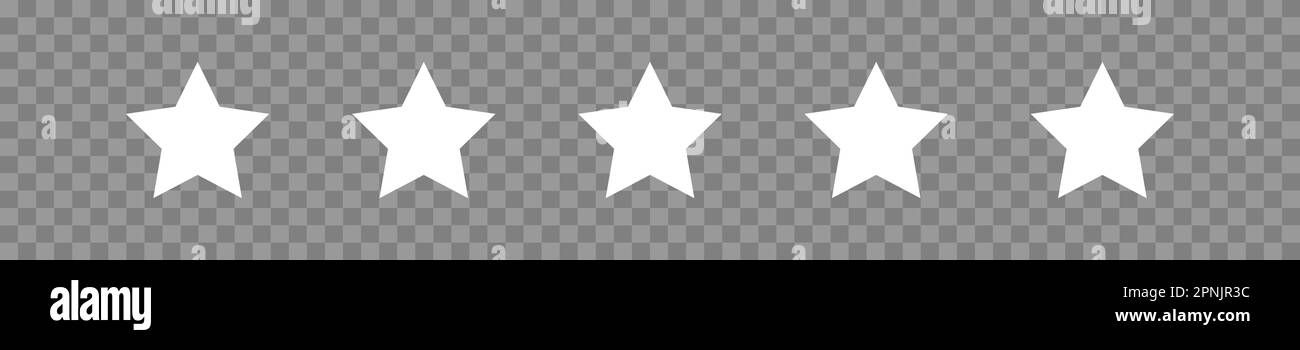 Five star set white icon on white background. Isolated vector for ...