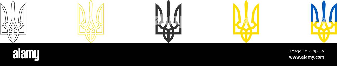 Coat of arms of Ukraine set icon. Logo flat illustration. Vector emblem UA Stock Vector