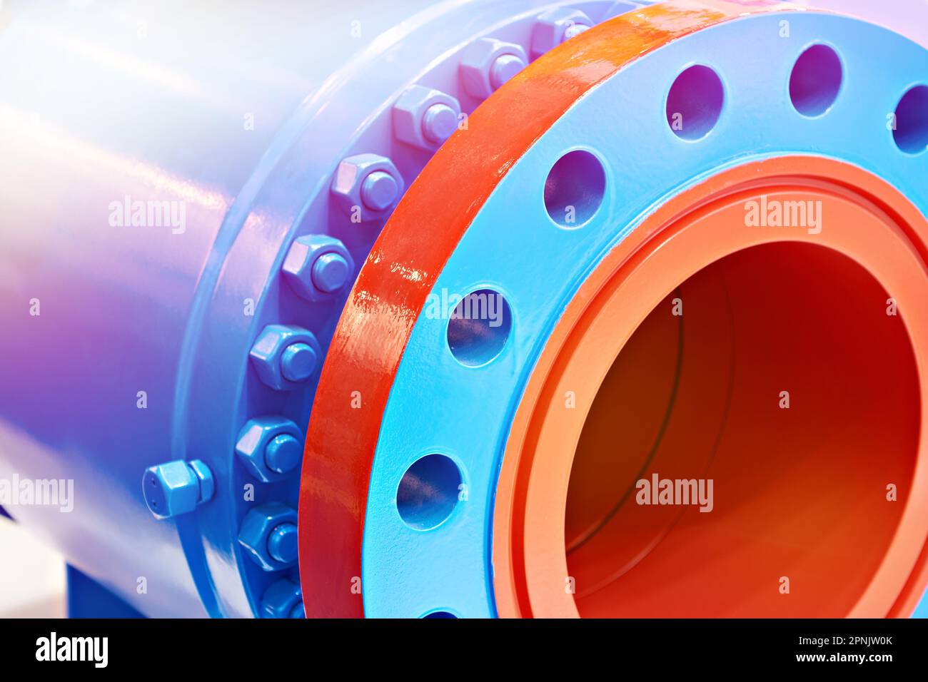Blue bolt nuts on industrial equipment Stock Photo Alamy