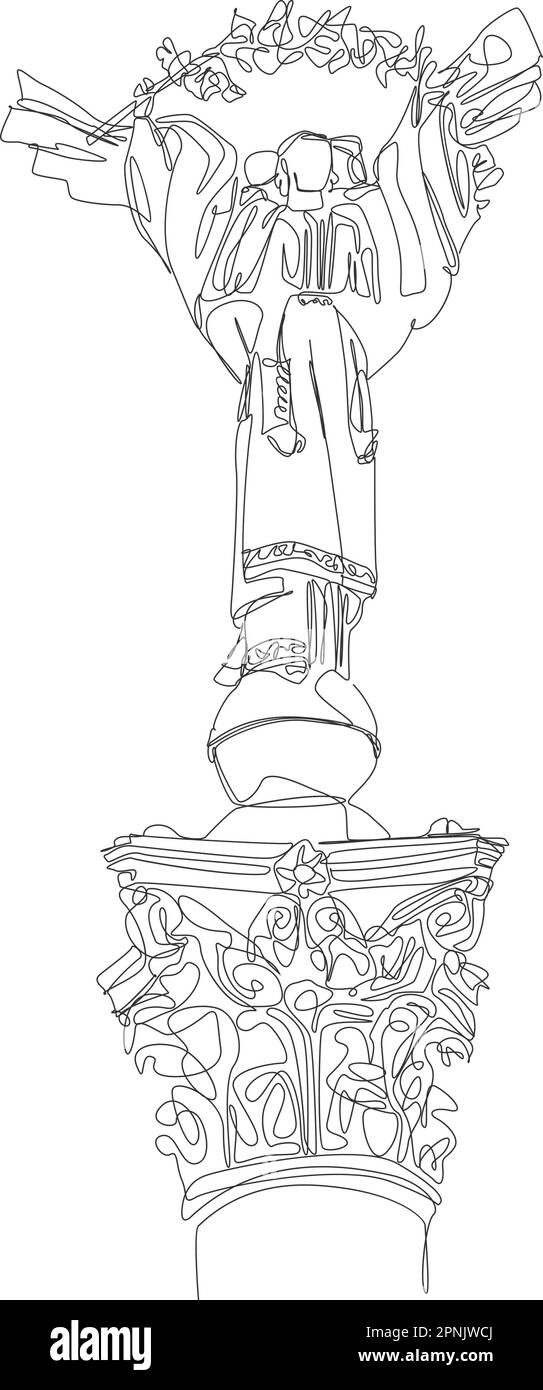 Independence Monument one line banner. Ukraine, Kyiv flat art drawing ...