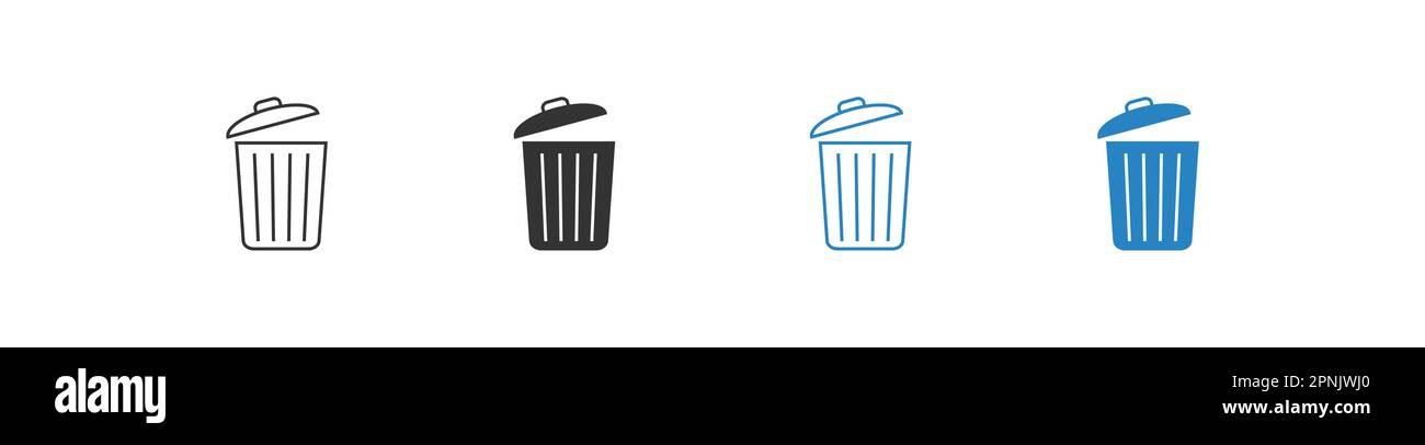 Trash can set different icons. Bin garbage icon. Vector isolated flat ...