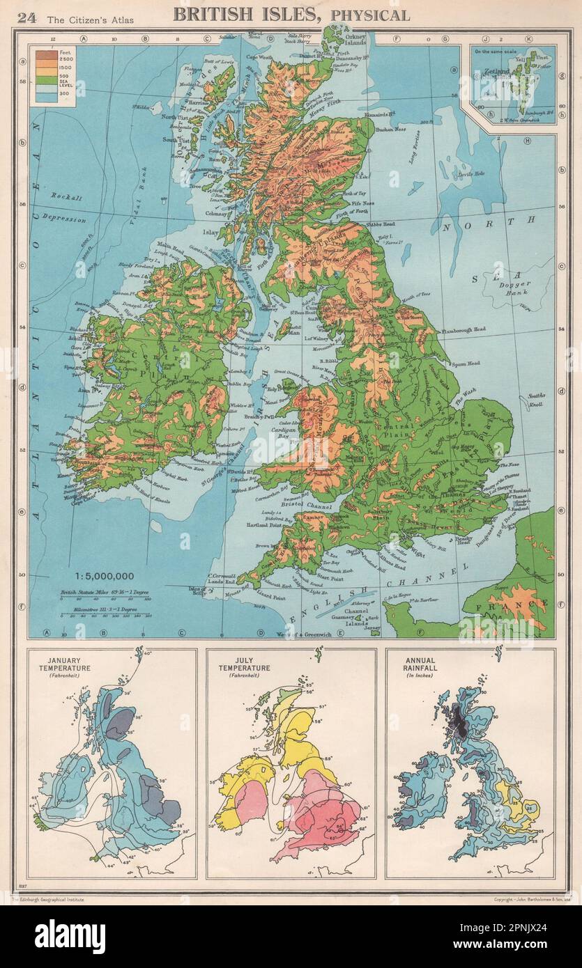 BRITISH ISLES PHYSICAL & CLIMATE. January July temperature. Rainfall