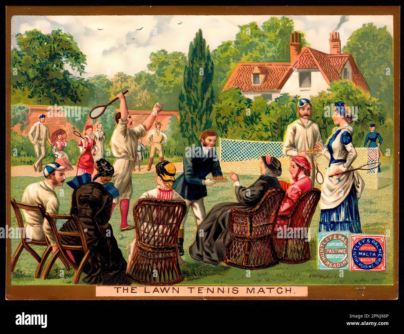 The Lawn Tennis Match - Vintage French Trade Card, Belle Epoque Era ...