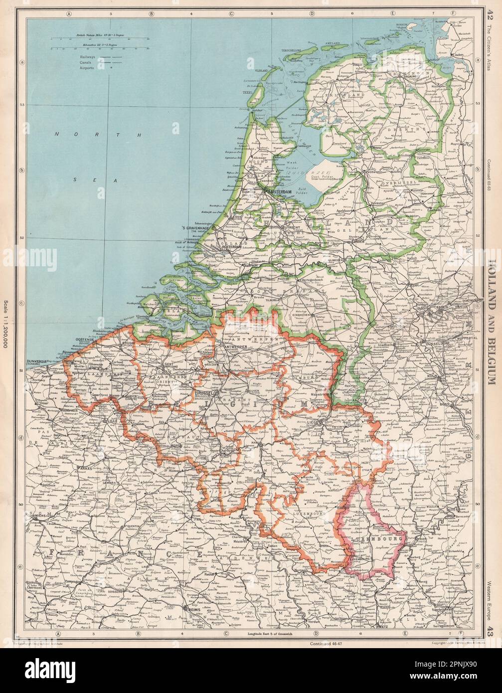 BENELUX. Netherlands shows Oost Polder (Flevopolder) under construction 1952 map Stock Photo