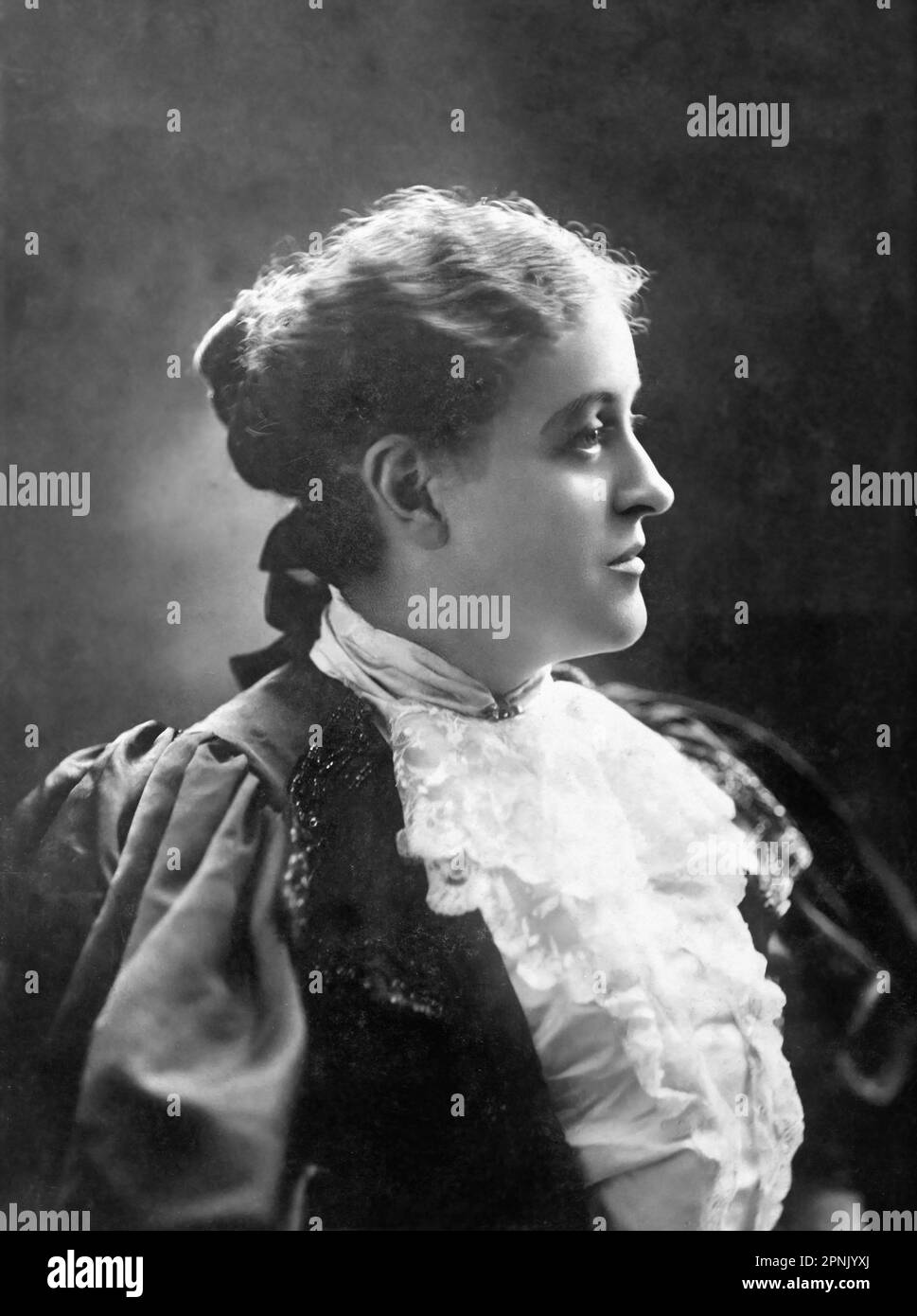 Carrie Chapman Catt. Portrait of Carrie Clinton Lane Chapman Catt (1859-1947), American suffragists and social reformer, by Theodore C. Marceau, 1898 Stock Photo