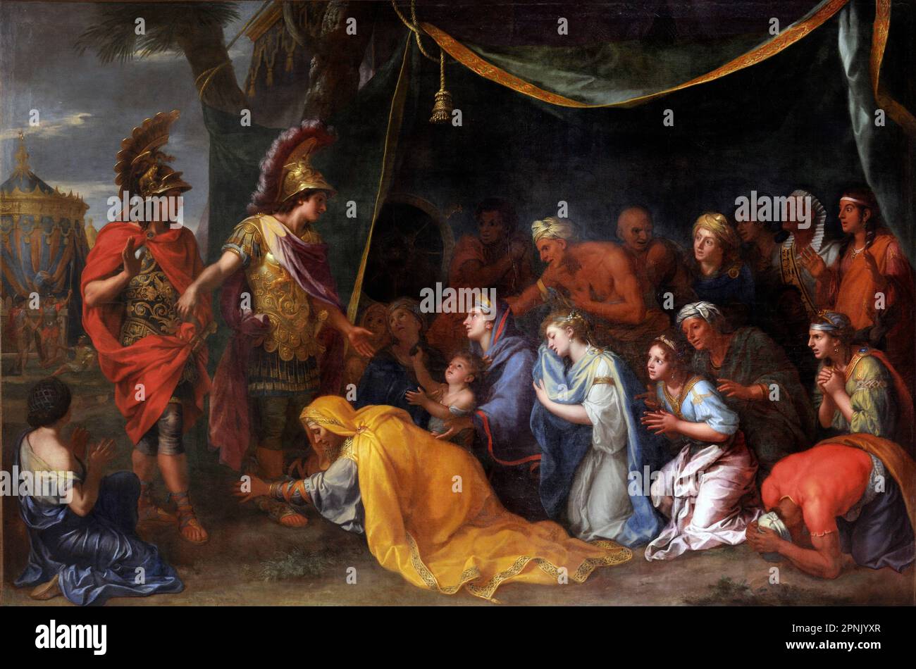 The Queens of Persia at the Feet of Alexander, also called The Tent of Darius by Charles Le Brun (1619-1690), oil on canvas, 17th century Stock Photo