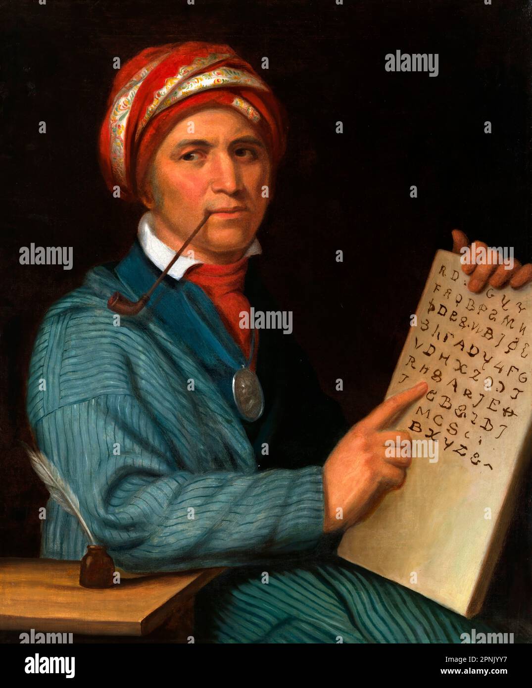 Sequoyah. Portrait of the Native American polymath, Sequoyah (c. 1770-1843) by Henry Inman, oil on canvas, c. 1830 Stock Photo