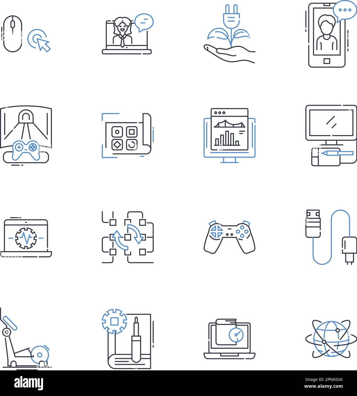 Electrical equipment line icons collection. Transformers, Wires, Capacitors, Resistors, Circuit-breakers, Switches, Fuses vector and linear Stock Vector