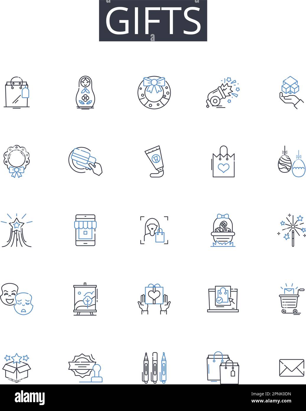 Gifts line icons collection. Presents, Souvenirs, Prizes, Rewards