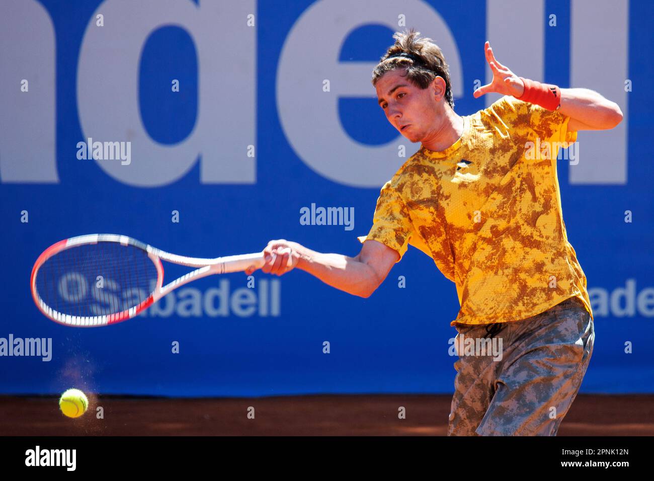 Barcelona, Spain. 19th Apr, 2023. Alexander Shevchenko in action during the ATP 500 Barcelona Open Banc Sabadell Conde De Godo Trophy at the Real Club de Tenis Barcelona in Barcelona, Spain. Credit: Christian Bertrand/Alamy Live News Stock Photo