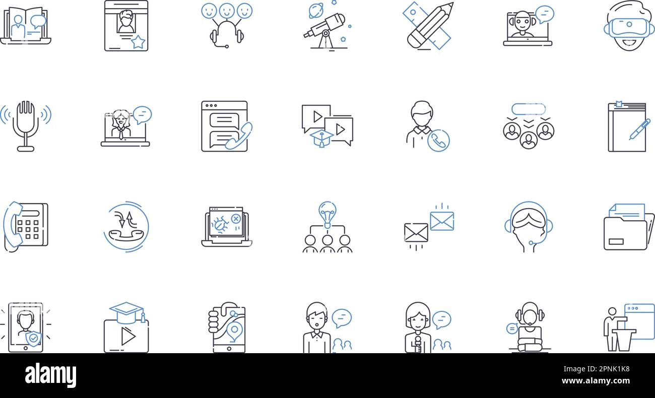 Chat line icons collection. Conversation, Dialogue, Communication, Interaction, Messaging, Texting, Interchange vector and linear illustration Stock Vector