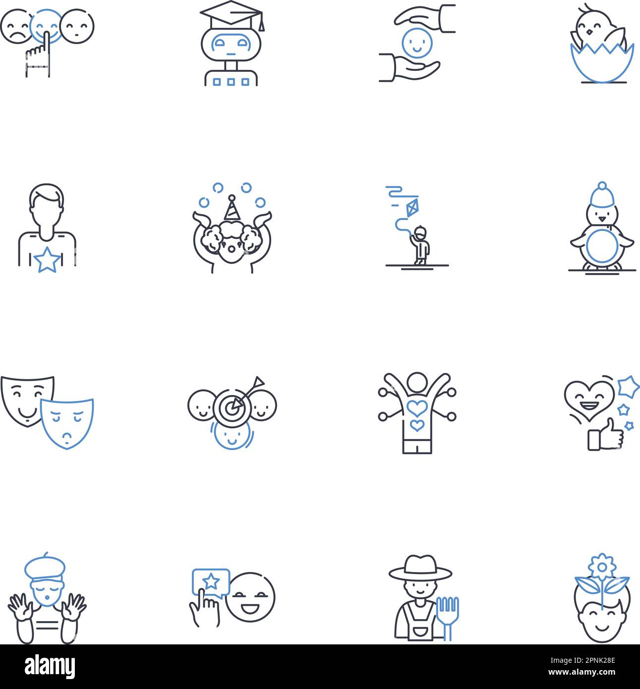 Gagsters line icons collection. Deception, Misdirection, Mischief