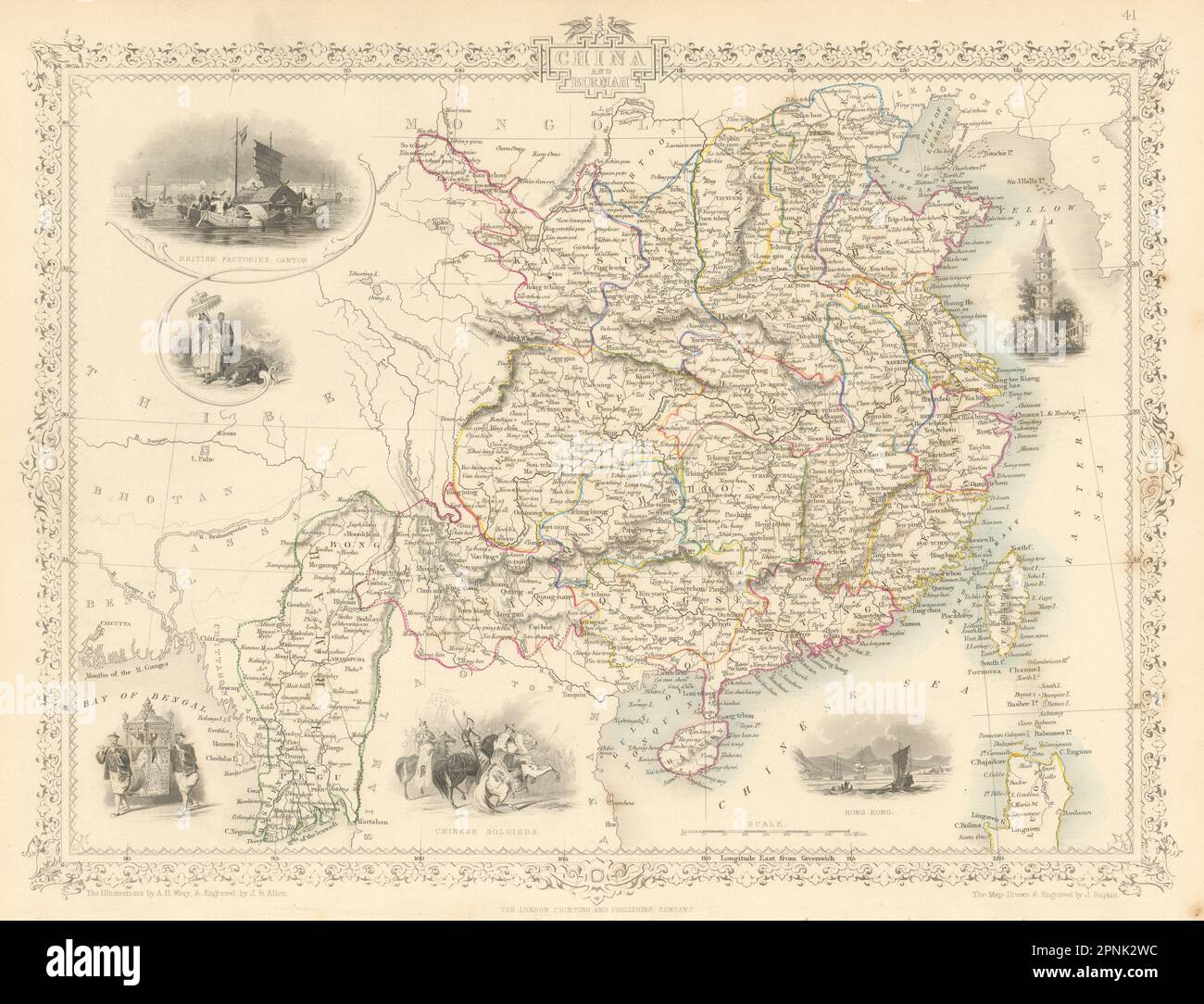 CHINA & BURMAH. Hong Kong vignette. Burma Formosa Taiwan. RAPKIN/TALLIS 1851 map Stock Photo