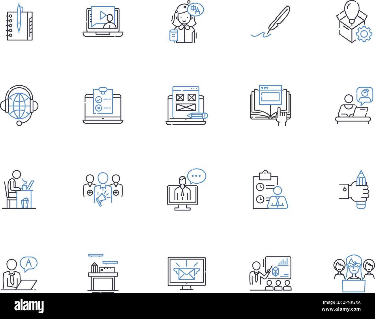 Labor force line icons collection. Employment, Workforce, Occupation, Jobless, Career, Staffing, Wage vector and linear illustration. Retrenchment Stock Vector