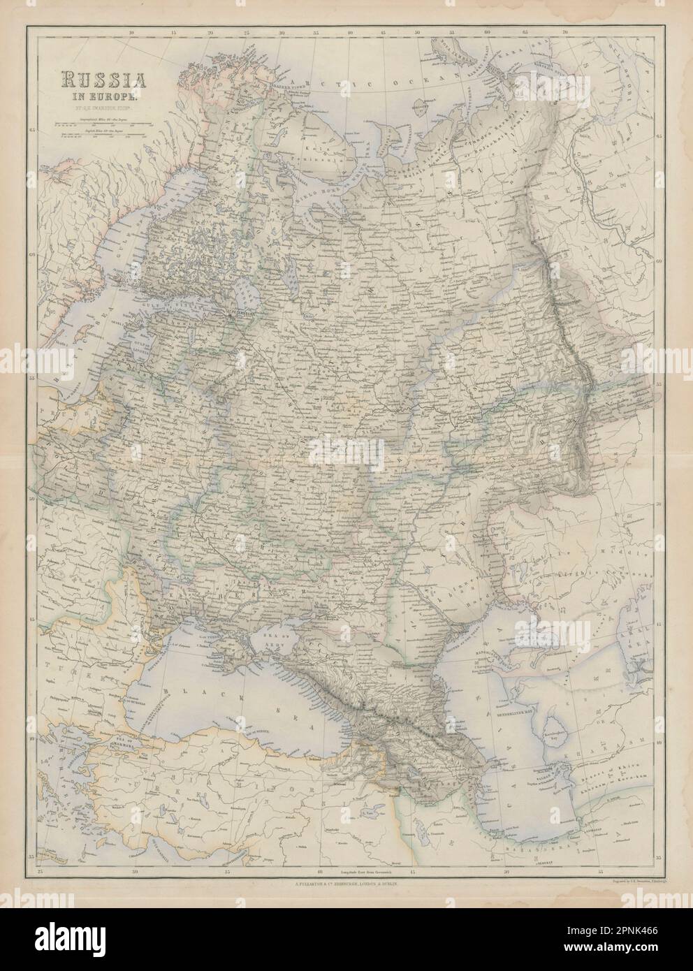 Russia in Europe. Ukraine Caucasus Finland Poland Baltics. SWANSTON 1860 map Stock Photo
