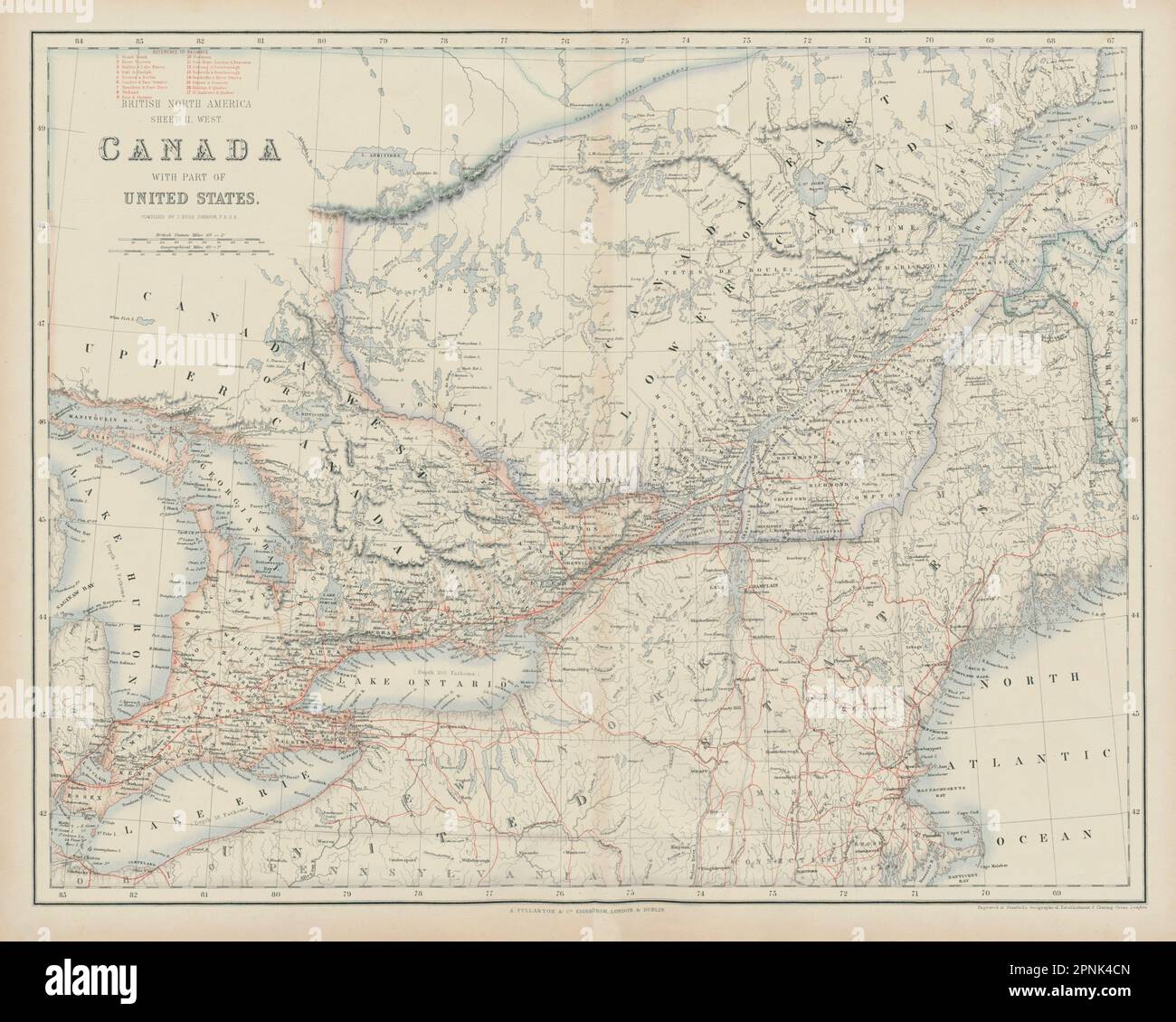 Canada with part of United States. West. Ontario & Quebec. SWANSTON 1860 map Stock Photo