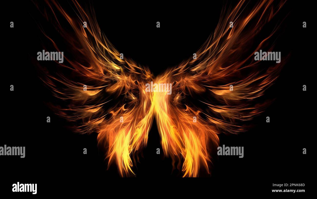 Wings in flame fire illustration hires stock photography and images