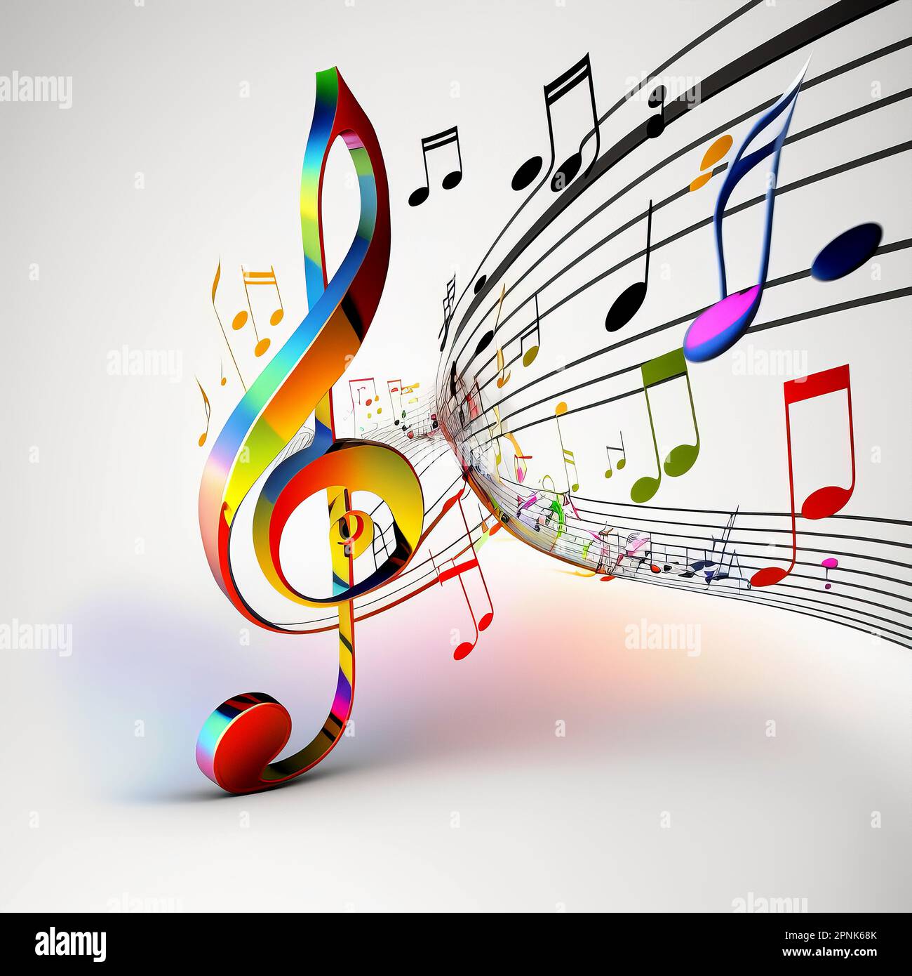 Colorful music promotional poster with Gclef and musical notes