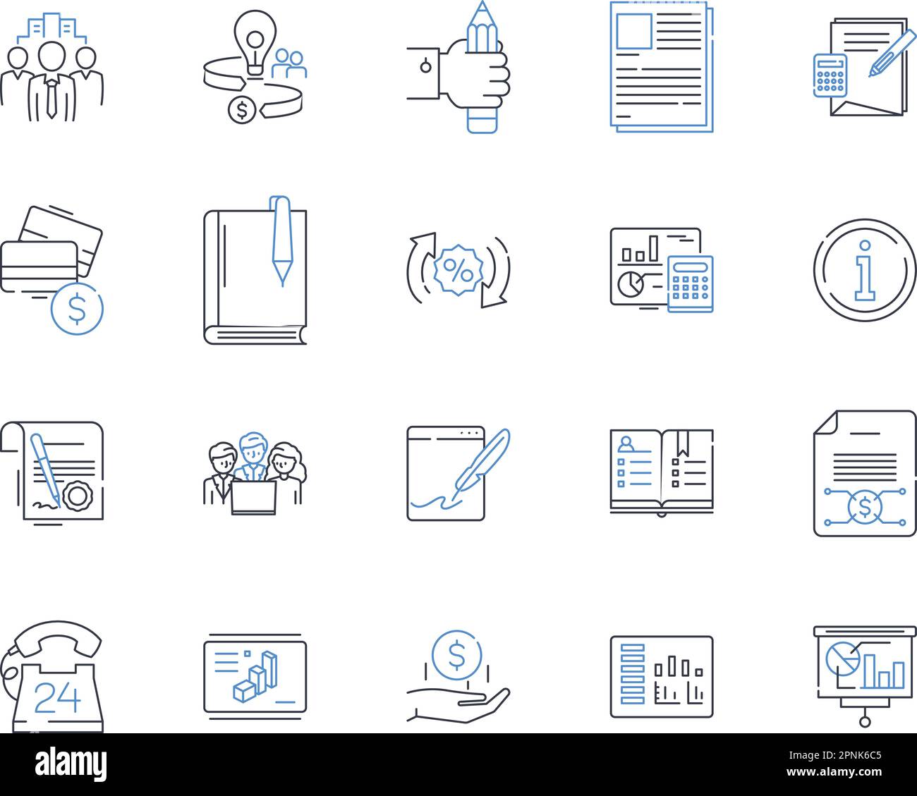 Investment portfolio line icons collection. diversification, allocation ...