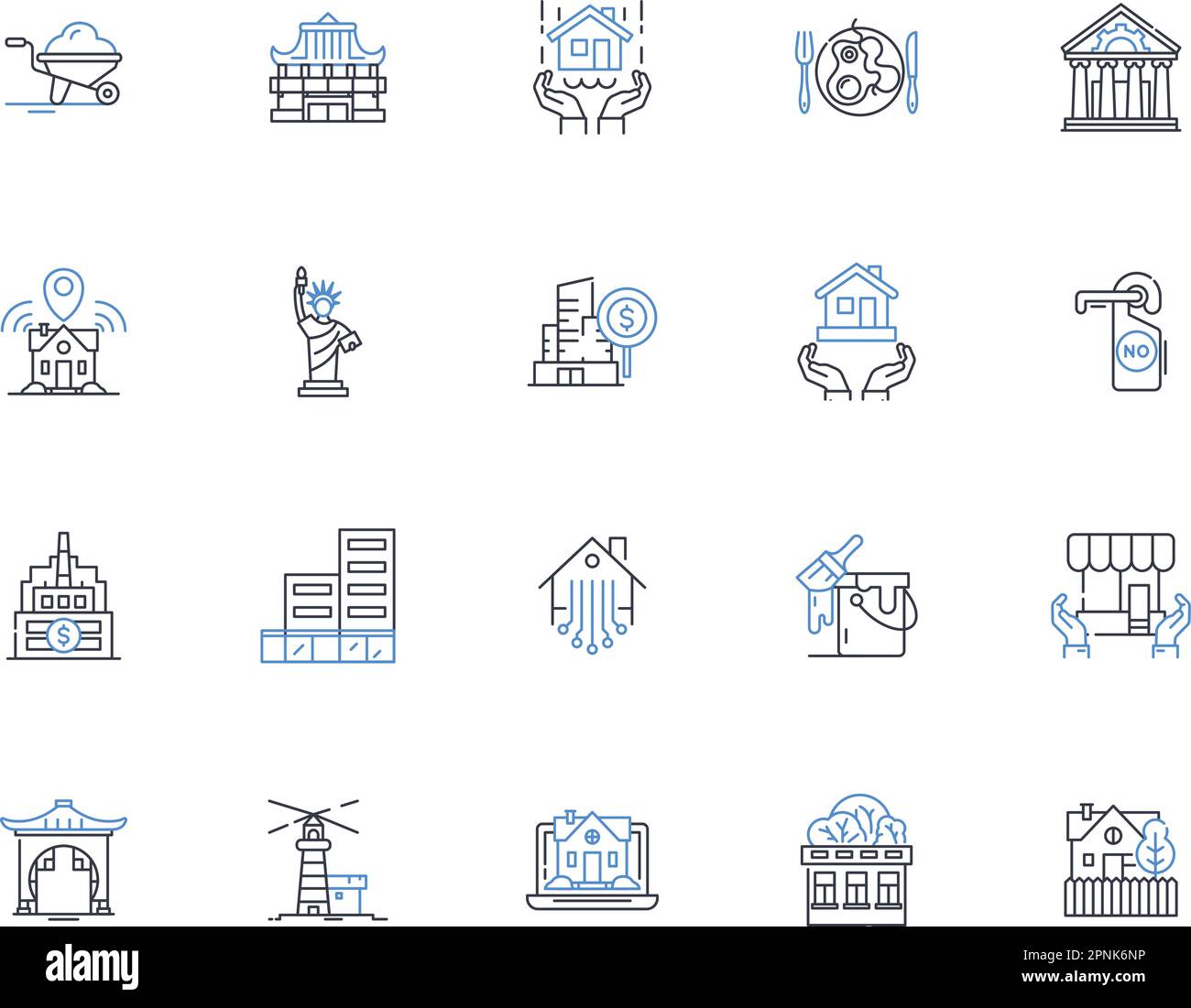 Framework composition line icons collection. Integration, Architecture, Design, Compatibility, Development, Abstraction, Modularity vector and linear Stock Vector