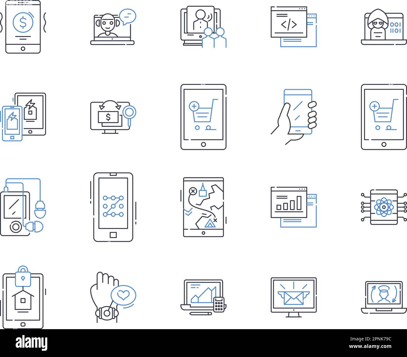Apparatus line icons collection. Equipment, Tools, Devices, Appliance, Mechanism, Machinery, Instrument vector and linear illustration. Fixture,Gear Stock Vector