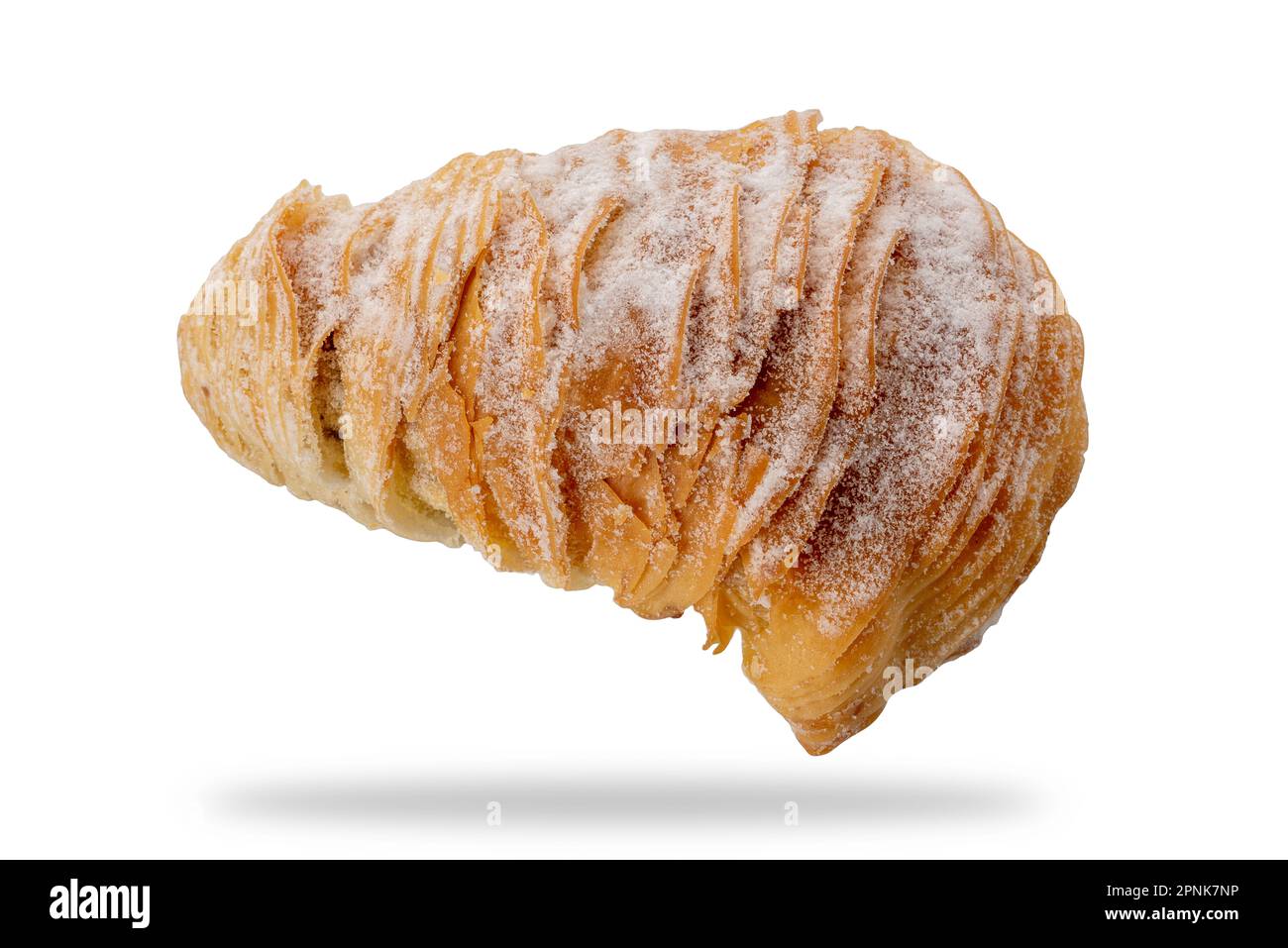 Sfogliatella typical puff pastry from Naples, isolated on white with clipping path inculse Stock Photo