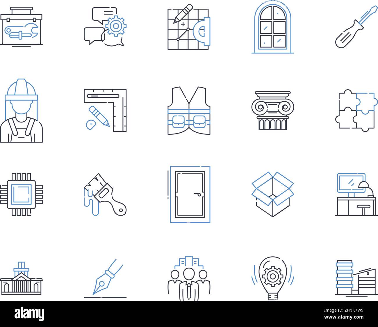 Information systems line icons collection. Database, Analytics, ERP, CRM, Nerking, Security, Integration vector and linear illustration. Business Stock Vector
